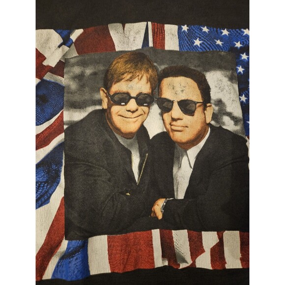 Vintage 1995  Elton John Billy Joel Tour TShirt LARGE Black Single Stitch USA - Picture 2 of 9